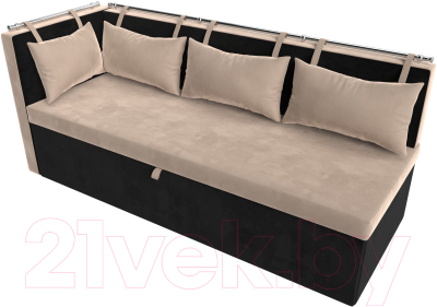 Уголок кухонный мягкий Лига Диванов Метро левый / 105030L (велюр бежевый/черный)