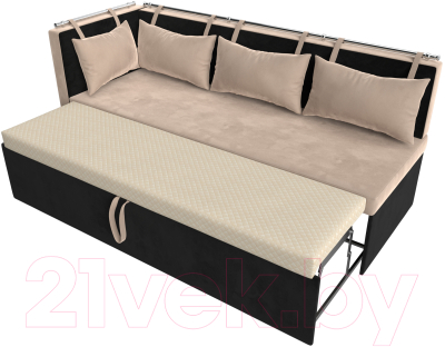 Уголок кухонный мягкий Лига Диванов Метро левый / 105030L (велюр бежевый/черный)