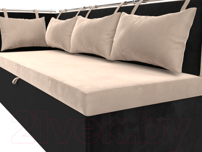 Уголок кухонный мягкий Лига Диванов Метро левый / 105030L (велюр бежевый/черный)