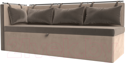 Уголок кухонный мягкий Лига Диванов Метро левый / 105031L (велюр коричневый/бежевый) - фото