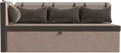 Уголок кухонный мягкий Лига Диванов Метро левый / 105031L (велюр коричневый/бежевый)