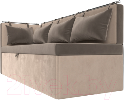 Уголок кухонный мягкий Лига Диванов Метро левый / 105031L (велюр коричневый/бежевый)
