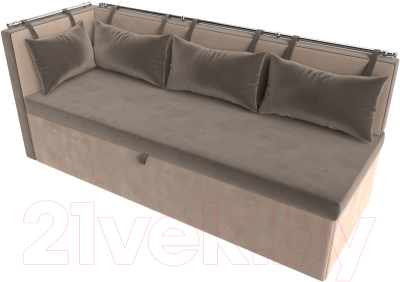 Уголок кухонный мягкий Лига Диванов Метро левый / 105031L (велюр коричневый/бежевый)