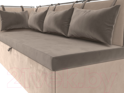 Уголок кухонный мягкий Лига Диванов Метро левый / 105031L (велюр коричневый/бежевый)