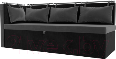 Уголок кухонный мягкий Лига Диванов Метро левый / 105032L (велюр серый/черный) - фото