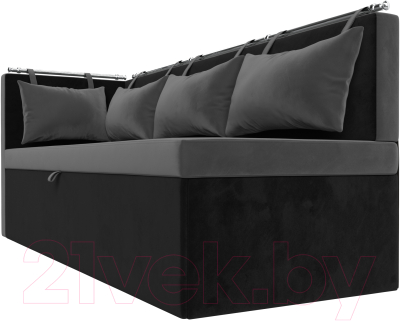 Уголок кухонный мягкий Лига Диванов Метро левый / 105032L (велюр серый/черный)