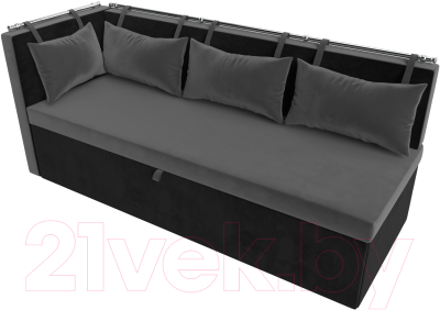 Уголок кухонный мягкий Лига Диванов Метро левый / 105032L (велюр серый/черный)