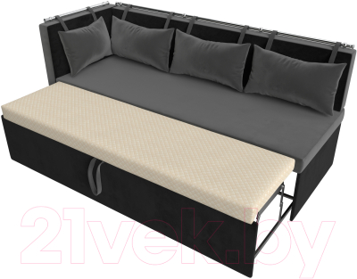 Уголок кухонный мягкий Лига Диванов Метро левый / 105032L (велюр серый/черный)