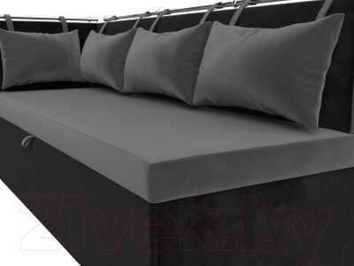 Уголок кухонный мягкий Лига Диванов Метро левый / 105032L (велюр серый/черный)