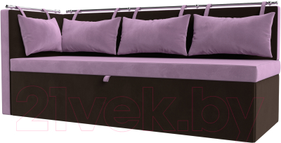 Уголок кухонный мягкий Лига Диванов Метро левый / 114085L (микровельвет сиреневый/коричневый) - фото