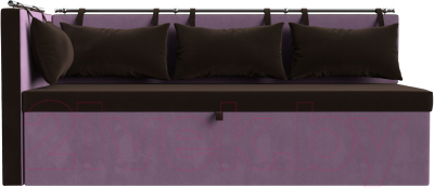 Уголок кухонный мягкий Лига Диванов Метро левый / 114088L (микровельвет коричневый/сиреневый)