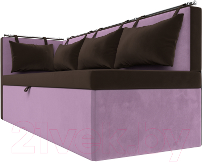 Уголок кухонный мягкий Лига Диванов Метро левый / 114088L (микровельвет коричневый/сиреневый)