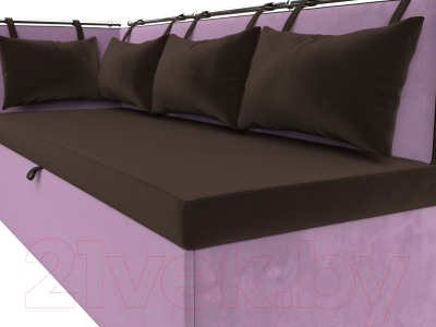 Уголок кухонный мягкий Лига Диванов Метро левый / 114088L (микровельвет коричневый/сиреневый)