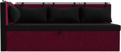 Уголок кухонный мягкий Лига Диванов Метро левый / 114089L (микровельвет черный/бордовый)