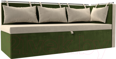 Уголок кухонный мягкий Лига Диванов Метро правый / 105021 (микровельвет бежевый/зеленый) - фото