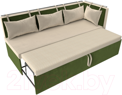 Уголок кухонный мягкий Лига Диванов Метро правый / 105021 (микровельвет бежевый/зеленый)