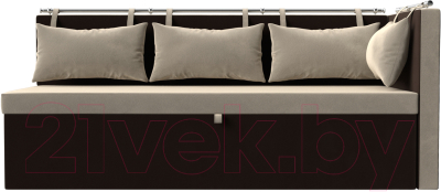 Уголок кухонный мягкий Лига Диванов Метро правый / 105022 (микровельвет бежевый/коричневый)