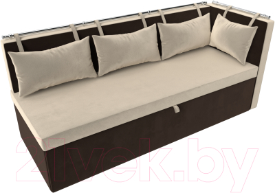 Уголок кухонный мягкий Лига Диванов Метро правый / 105022 (микровельвет бежевый/коричневый)