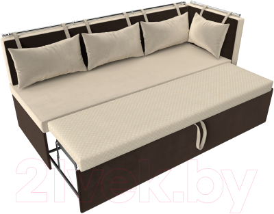 Уголок кухонный мягкий Лига Диванов Метро правый / 105022 (микровельвет бежевый/коричневый)