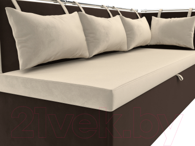 Уголок кухонный мягкий Лига Диванов Метро правый / 105022 (микровельвет бежевый/коричневый)