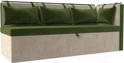Уголок кухонный мягкий Лига Диванов Метро правый / 105023 (микровельвет зеленый/бежевый) - фото