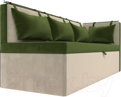 Уголок кухонный мягкий Лига Диванов Метро правый / 105023 (микровельвет зеленый/бежевый)