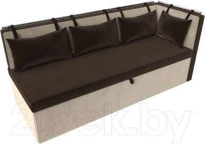 Уголок кухонный мягкий Лига Диванов Метро правый / 105024 (микровельвет коричневый/бежевый)