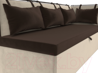 Уголок кухонный мягкий Лига Диванов Метро правый / 105024 (микровельвет коричневый/бежевый)