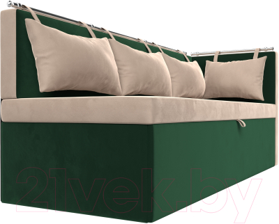 Уголок кухонный мягкий Лига Диванов Метро правый / 105026 (велюр бежевый/зеленый)