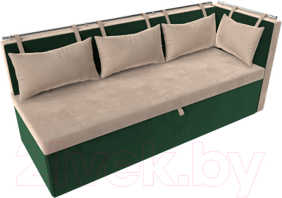 Уголок кухонный мягкий Лига Диванов Метро правый / 105026 (велюр бежевый/зеленый)