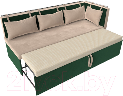 Уголок кухонный мягкий Лига Диванов Метро правый / 105026 (велюр бежевый/зеленый)