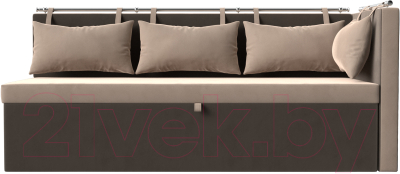 Уголок кухонный мягкий Лига Диванов Метро правый / 105027 (велюр бежевый/коричневый)