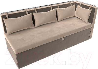 Уголок кухонный мягкий Лига Диванов Метро правый / 105027 (велюр бежевый/коричневый)