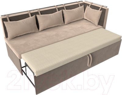 Уголок кухонный мягкий Лига Диванов Метро правый / 105027 (велюр бежевый/коричневый)