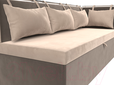 Уголок кухонный мягкий Лига Диванов Метро правый / 105027 (велюр бежевый/коричневый)