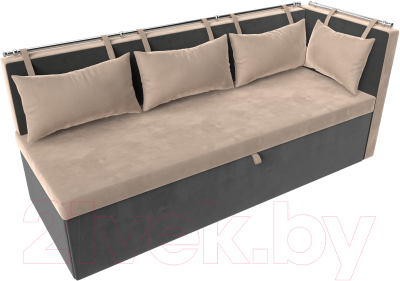 Уголок кухонный мягкий Лига Диванов Метро правый / 105028 (велюр бежевый/серый)