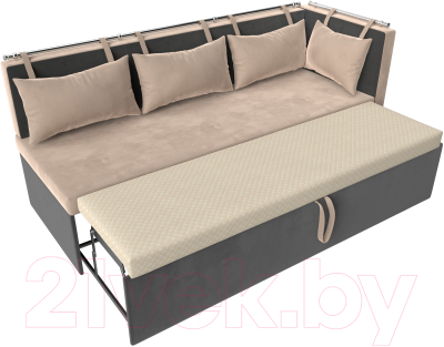 Уголок кухонный мягкий Лига Диванов Метро правый / 105028 (велюр бежевый/серый)
