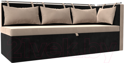 Уголок кухонный мягкий Лига Диванов Метро правый / 105030 (велюр бежевый/черный) - фото
