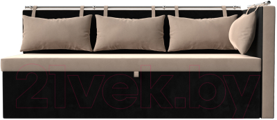 Уголок кухонный мягкий Лига Диванов Метро правый / 105030 (велюр бежевый/черный)