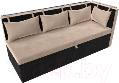 Уголок кухонный мягкий Лига Диванов Метро правый / 105030 (велюр бежевый/черный)