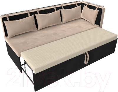 Уголок кухонный мягкий Лига Диванов Метро правый / 105030 (велюр бежевый/черный)