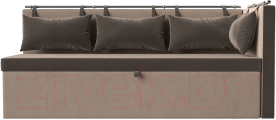 Уголок кухонный мягкий Лига Диванов Метро правый / 105031 (велюр коричневый/бежевый)