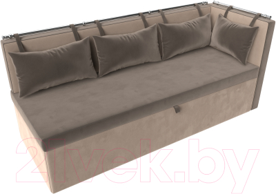 Уголок кухонный мягкий Лига Диванов Метро правый / 105031 (велюр коричневый/бежевый)