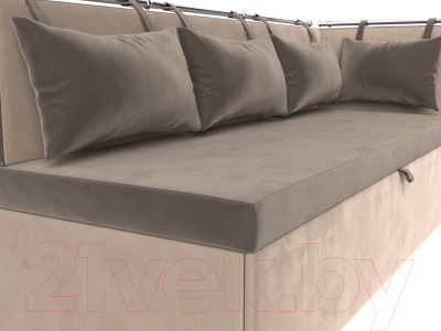 Уголок кухонный мягкий Лига Диванов Метро правый / 105031 (велюр коричневый/бежевый)