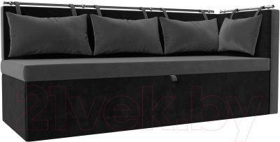 Уголок кухонный мягкий Лига Диванов Метро правый / 105032 (велюр серый/черный) - фото