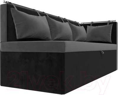 Уголок кухонный мягкий Лига Диванов Метро правый / 105032 (велюр серый/черный)