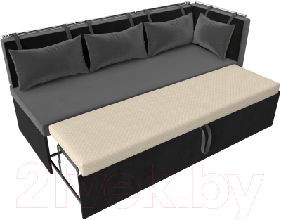 Уголок кухонный мягкий Лига Диванов Метро правый / 105032 (велюр серый/черный)