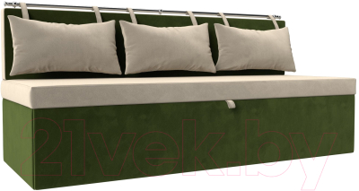 Скамья кухонная мягкая Лига Диванов Метро / 105003 (микровельвет, бежевый/зеленый) - фото