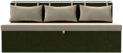 Скамья кухонная мягкая Лига Диванов Метро / 105003 (микровельвет, бежевый/зеленый)