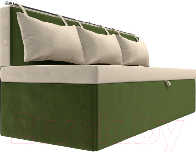 Скамья кухонная мягкая Лига Диванов Метро / 105003 (микровельвет, бежевый/зеленый)